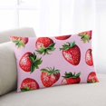 thumbnail image 2 of Red Strawberry Throw Pillow Cover 20 x 36 Inch Decorative Pillow Cover Pink Watercolor Modern Art Lumbar Pillowcase Seasonal Rectangle Cushion Case for Couch Sofa Bed Living Room, 2 of 7