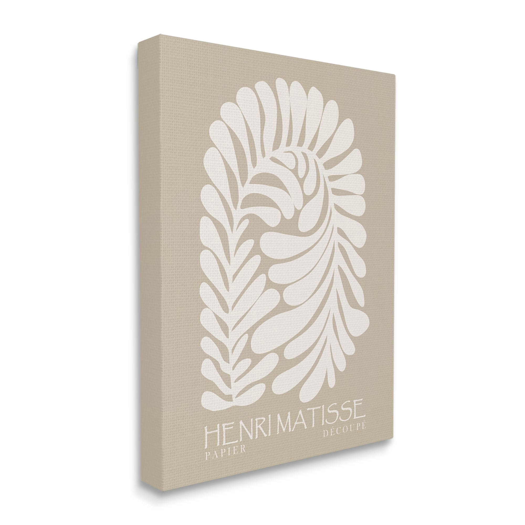 Stupell Industries Neutral Tones Botanical Leaf Pattern Matisse Text Canvas Wall Art, 30 x 40, Design by Ros Ruseva