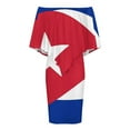 thumbnail image 4 of Cuba Flag Women's Off The Shoulder Ruffles Summer Wedding Guest Loose Casual Party Beach Dress, 4 of 9