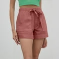 thumbnail image 4 of Womens Drawstring Shorts Summer Elastic Waist Casual Lightweight with Pockets Pink L, 4 of 6