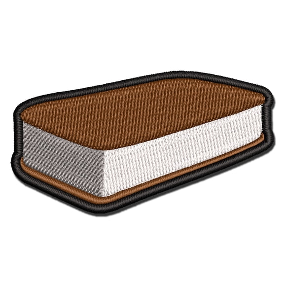 Ice Cream Sandwich Chocolate and Vanilla Applique Multi-Color Embroidered Iron-On Patch - 2.5 Inch Small