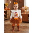 thumbnail image 3 of Lairauiy Infant Baby Girl Thanksgiving Clothes Set 0-18 Months Letters Romper with Skirt Headband Stockings Outfits, 3 of 8