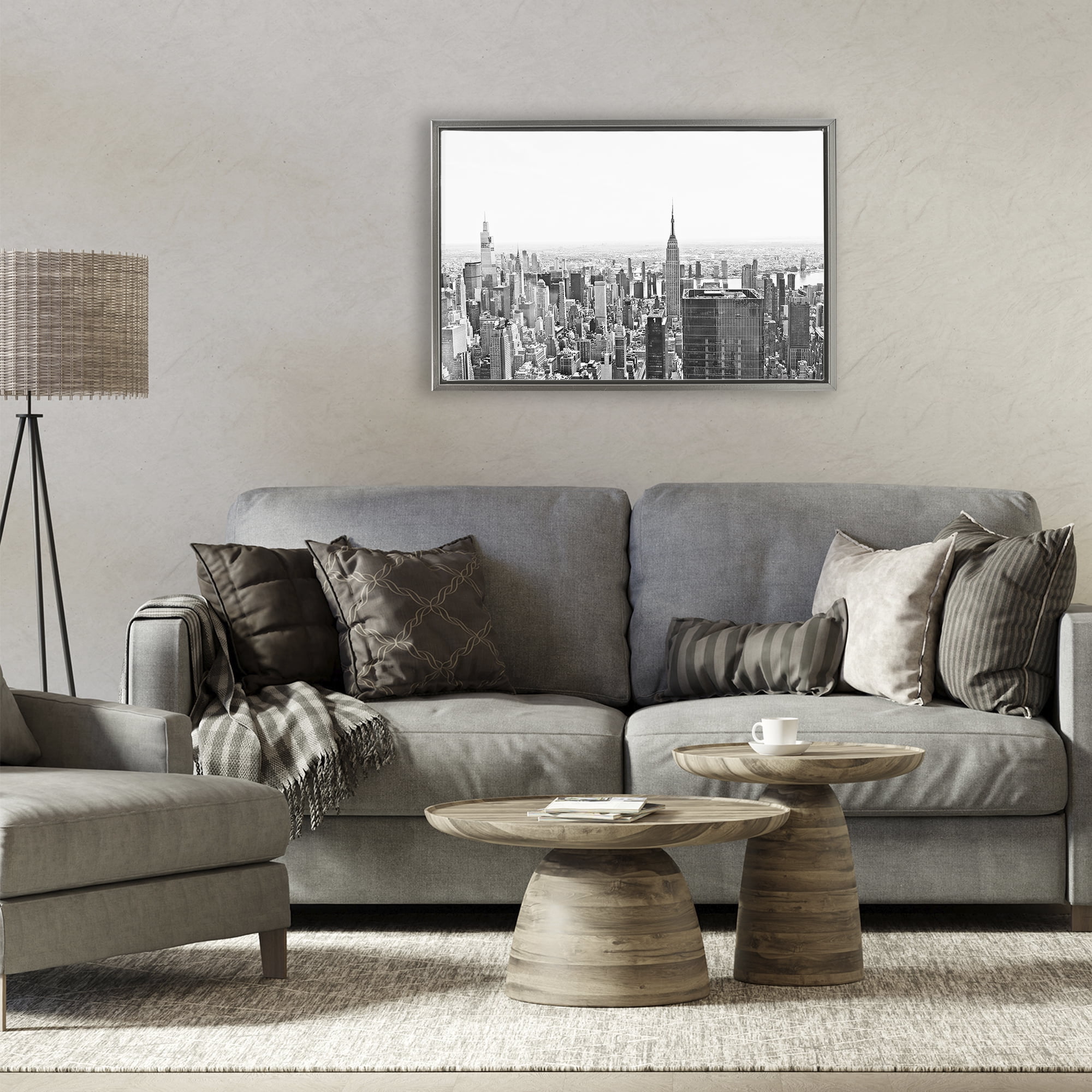 Stupell Industries New York City Scape View Gray Framed Floater Canvas Wall Art, design by Kali Wilson