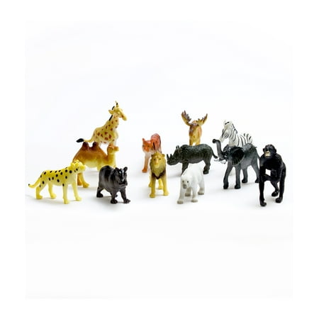 Fun Central (AU079) 72 pcs Assorted Plastic Safari Animals, Safari Toy ...