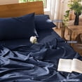 thumbnail image 2 of MooMee 100% Washed Cotton Duvet Cover Set Queen Size Linen Like Textured Breathable Lightweight 3-Piece (Solid Navy, 90"x90"), 2 of 7