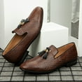 thumbnail image 5 of Men’s Luxury Brown Loafers and Faux Leather Wedding Dress Shoes with Tassel, Brown-05, 9 US, 5 of 5