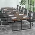 thumbnail image 2 of Costway Set of 6 Meeting Room Desk with Charging Station & Headphone Hook Metal Frame Brown, 2 of 7
