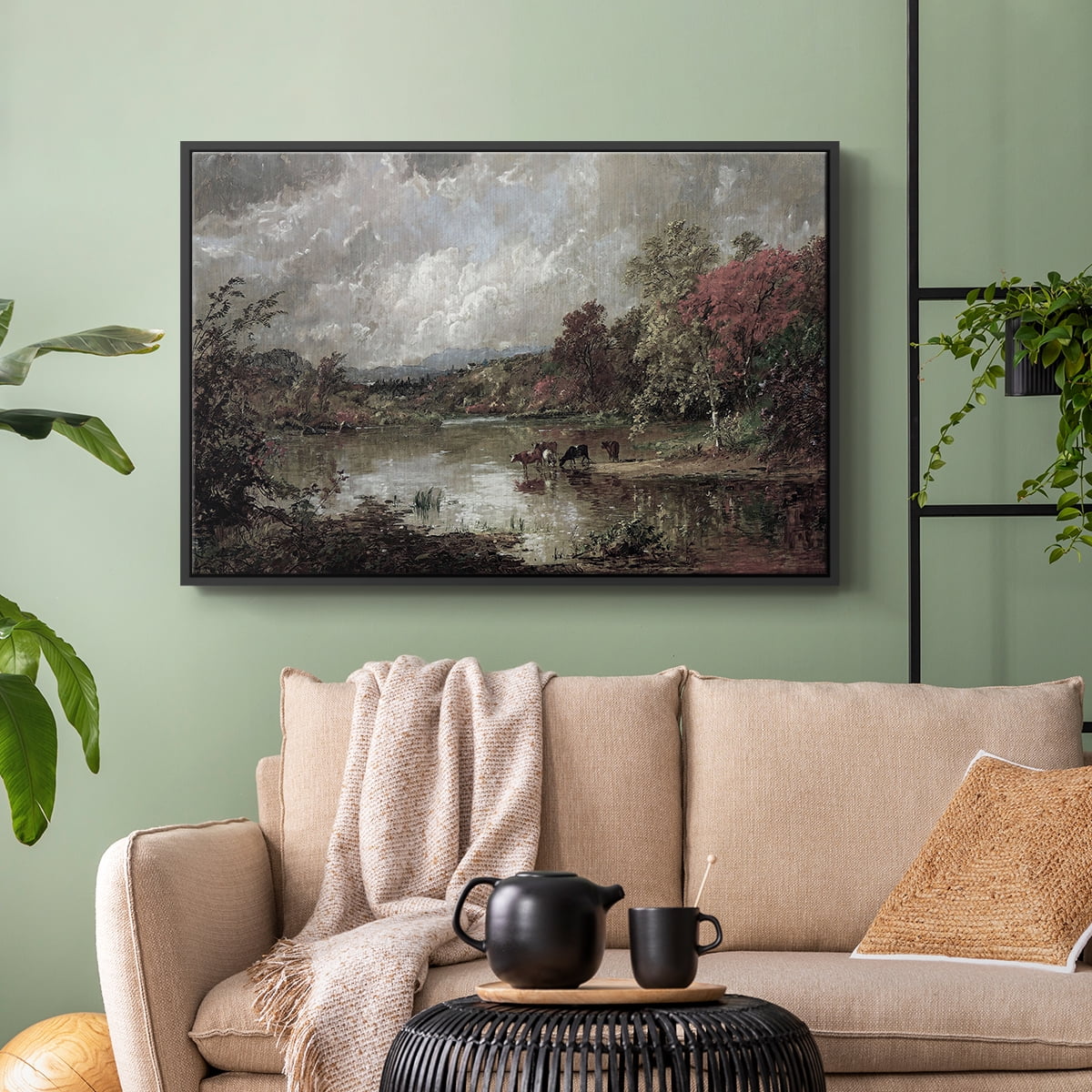 Vintage Landscape-XXIII By Wexford Home Framed in Black Wood Gallery Wrapped Canvas 17 in. x 25 in.