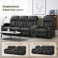 thumbnail image 2 of LOBERFVE 4 Seat Recliner, Large Reclining Sofa with Storage Console, Manual Reclining Chair with USB Ports, 2 Cell Phone Holder, for Living Room, 2 of 7