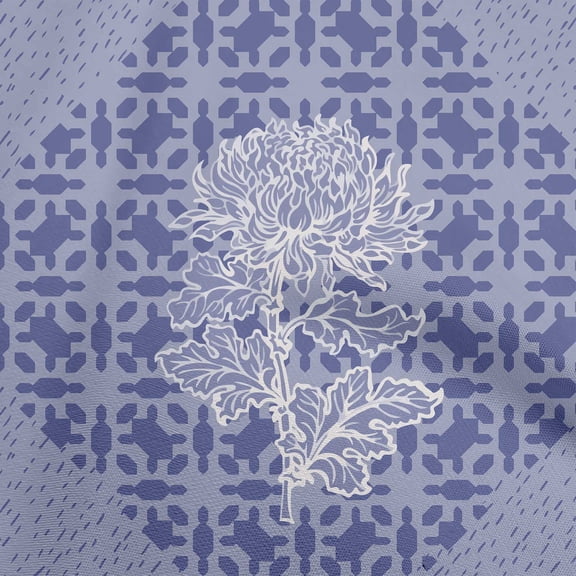 oneOone Polyester Spandex Medium Purple Fabric Asian Japanese Floral Geometric With Flowers Dress Material Fabric Print Fabric By The Yard 56 Inch Wide