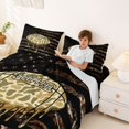 thumbnail image 4 of Manfei Camo Football US Flag Bed Sheets, Drip Sports Full Size Sheets, Brown Black, Black Reversible 4-Piece (1 Flat Sheet, 1 Fitted Sheet and 2 Pillowcases), 4 of 6