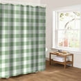 thumbnail image 5 of Sage Green Buffalo Plaid Bathroom Curtain 78 Inch Shower Curtain with Hooks, Green White Checkered Farmhouse Waterproof Polyester Bath Curtain Washable Bathtub Curtain 72''x 78'', 5 of 6