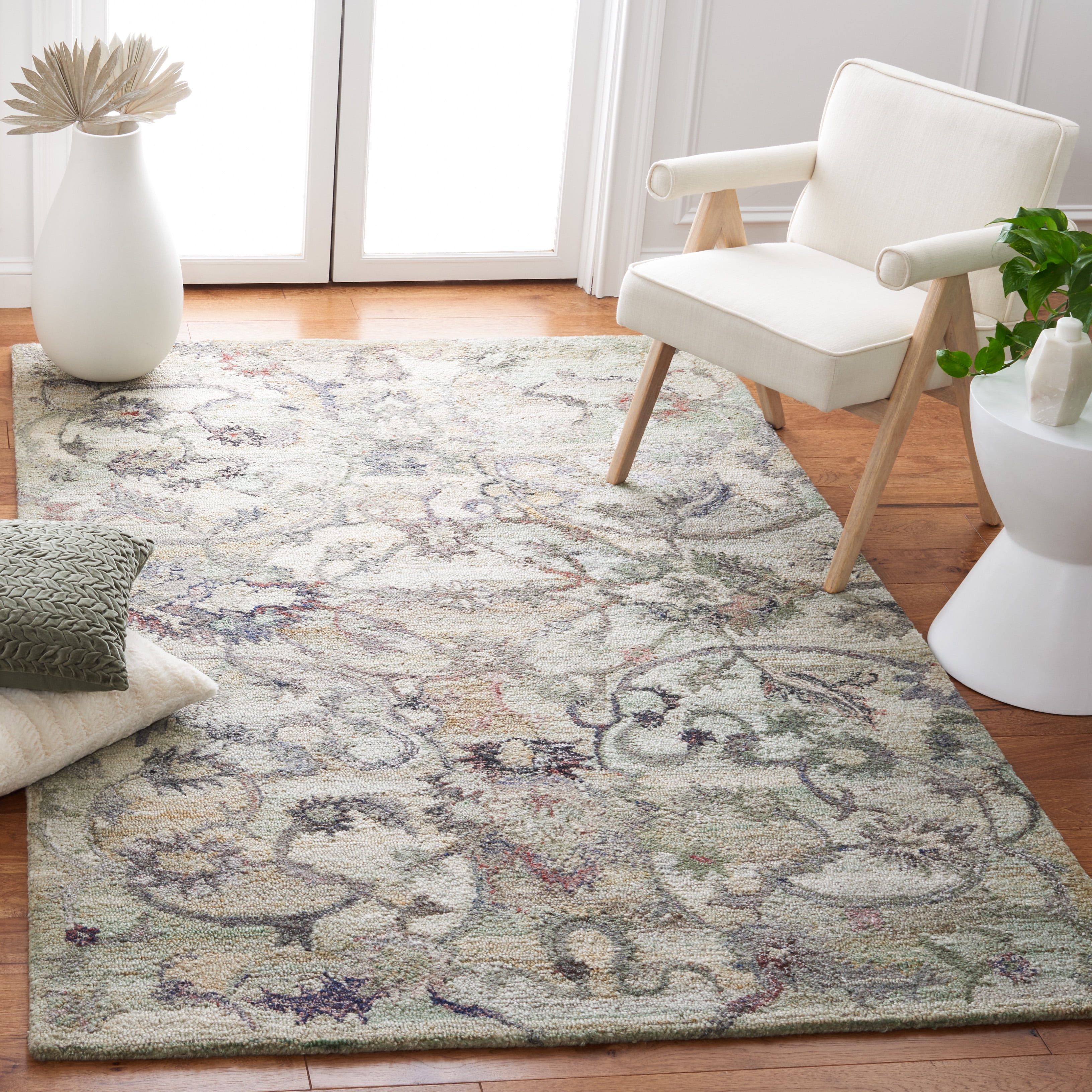SAFAVIEH Anatolia Jamaar Floral Area Rug, Sage/Beige, 2' x 3'