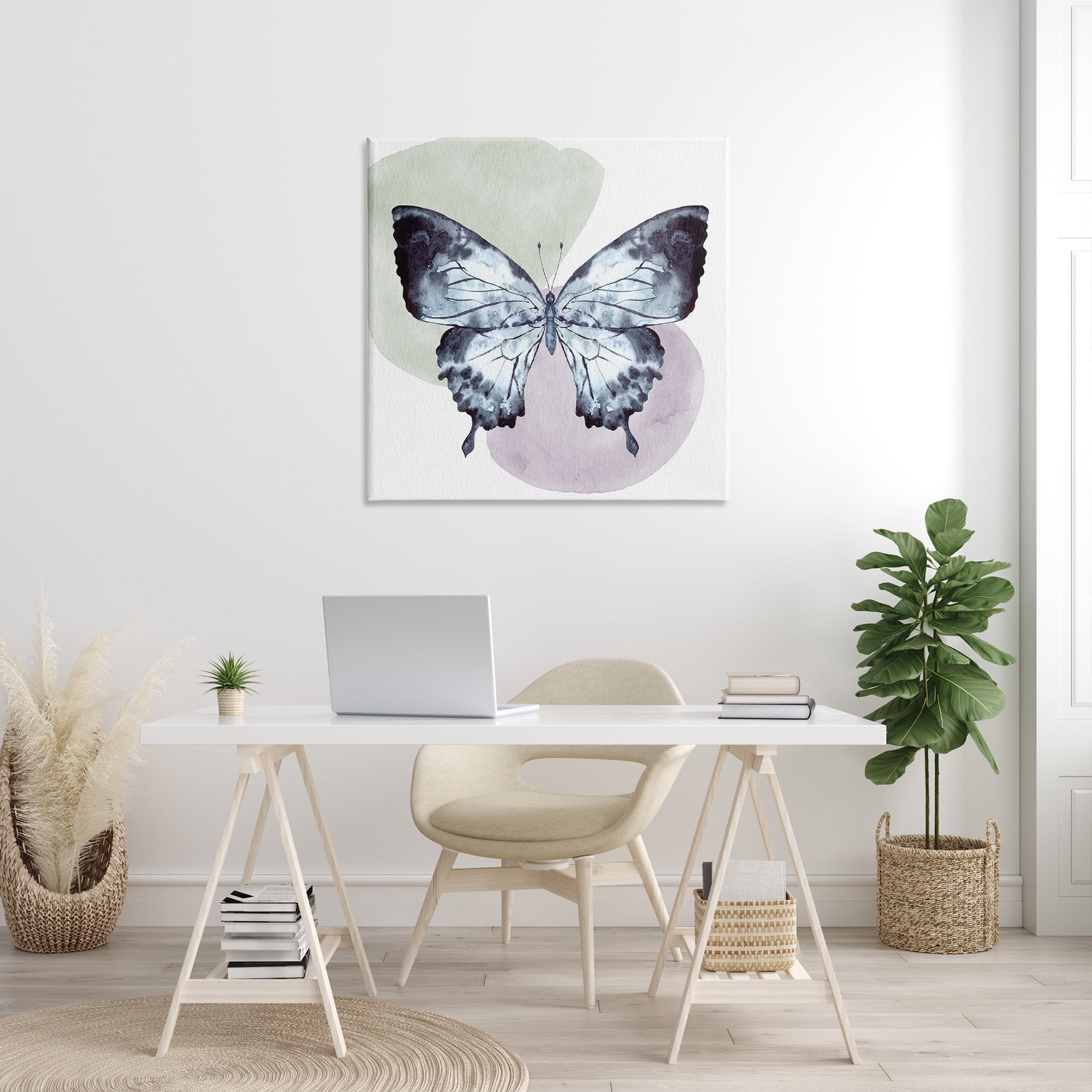 Stupell Industries Butterfly with Subtle Shapes Animals & Insects Painting Gallery Wrapped Canvas Art Print Wall Art, 36 x 36