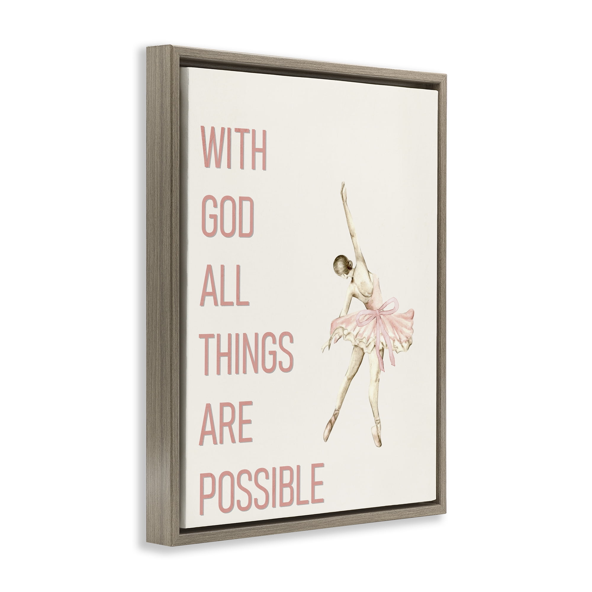 All Things Possible Ballerina Brown Framed Floater Canvas Wall Art, design by Kim Allen