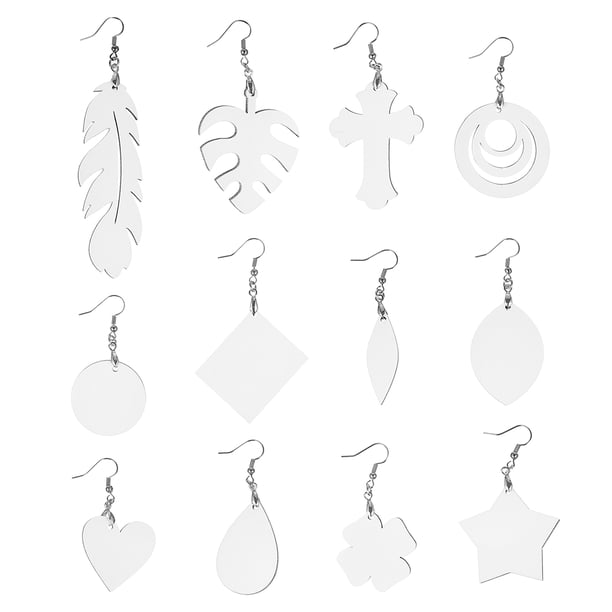 EeaseMX 16 pares de pendientes de sublimación en blanco con ganchos de transferencia de calor para manualidades DIY