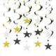 thumbnail image 1 of 12pcs Decoraciones de Estrellas Colgantes, Decoraciones Colgantes de Estrella de 27 pulgadas Suministros de Fiesta Brillantes para Boda Fiesta de Cumpleaños Graduación Techo, Dorado Plateado Negro, 1 of 7
