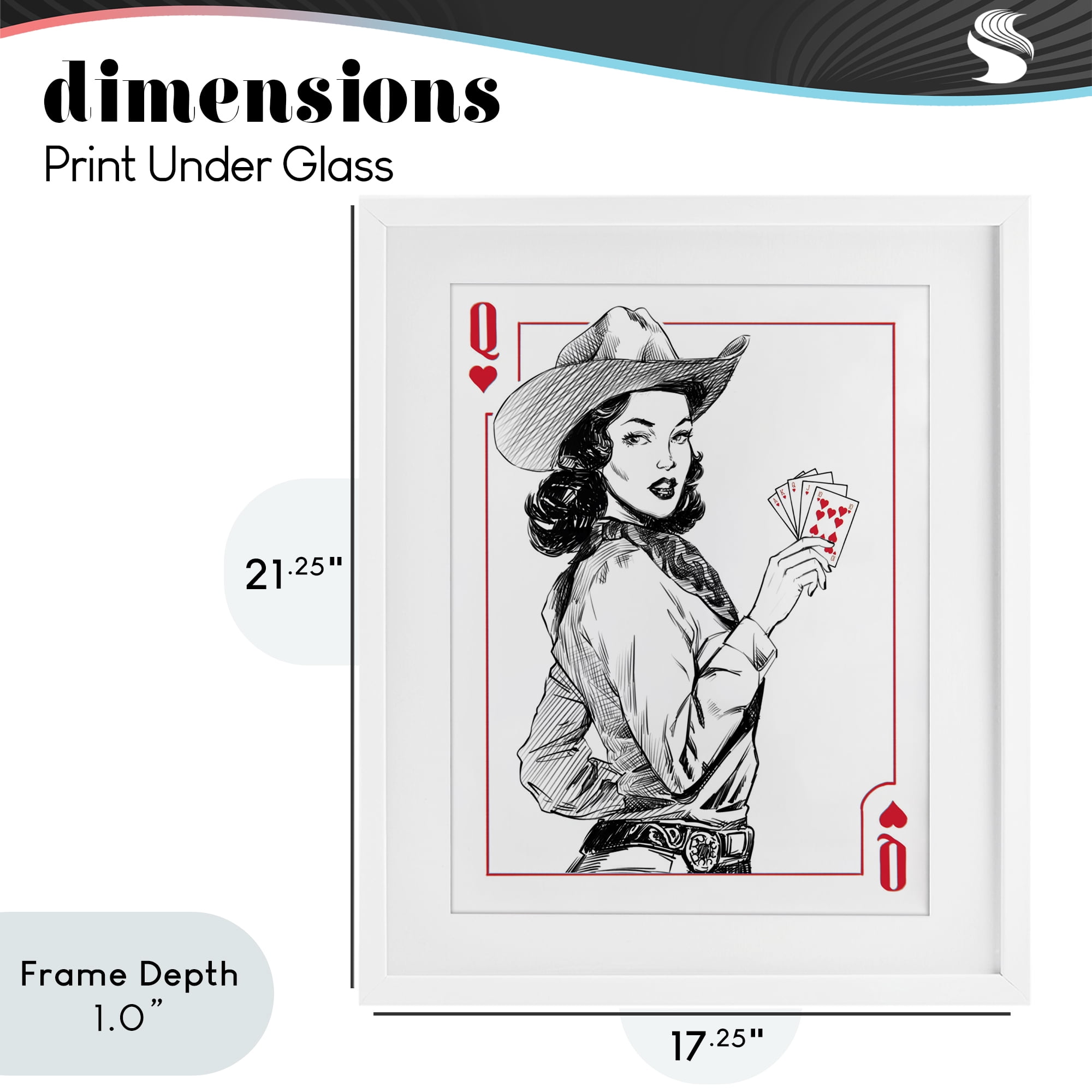 Stupell Industries Cowgirl Queen of Hearts White Framed Print Under Glass, design by Ziwei Li