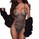 thumbnail image 1 of Womens Summer Sexy Sheer Fishnet Bodysuit Spaghetti Strap V-Neck Sparkly Rhinestones Mesh Cover Up Leotard Top Clubwear, 1 of 4