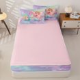 thumbnail image 4 of jejeloiu Magical Cute Girls Zipper Twin Comforter Sets with Fitted Sheet and 2 Pillowcases For Kids,Girls Personalized Initial A Zipper Bedding Set,Pink Reversible,4 Pieces, 4 of 7