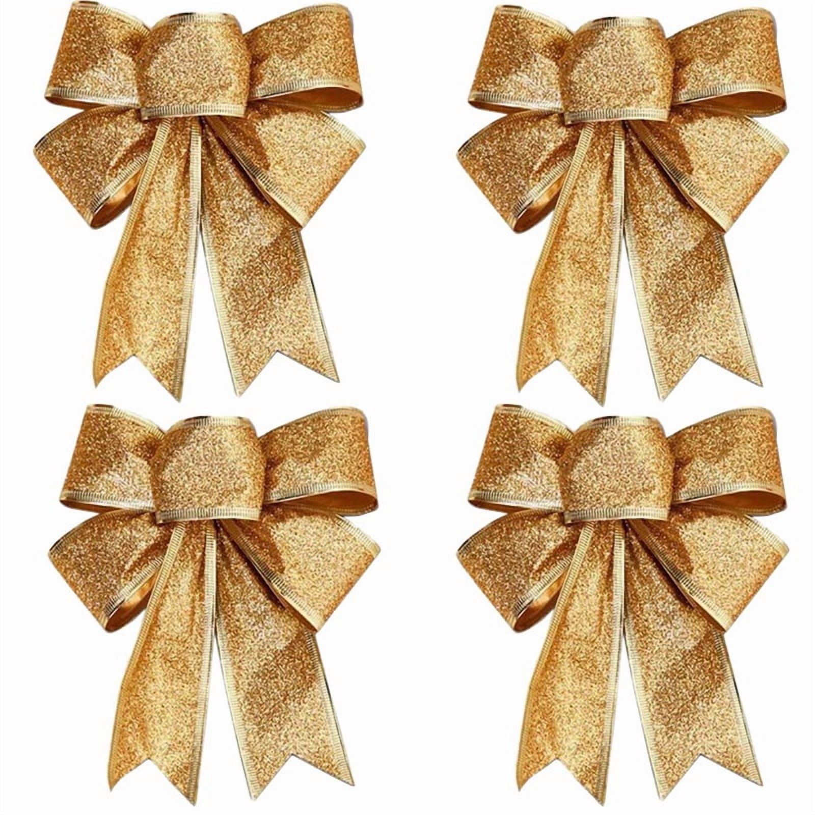 40PCS Christmas Tree Decoration Bows Ribbon Gold 25 X 21cm Xmas Ornaments