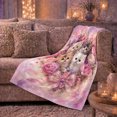thumbnail image 6 of Romantic Peony Kitten Floral Digital Print, Cozy Pet Portrait Pattern, Warm Flannel Blanket for Living Room and Bedroom, Cat Lovers Valentine's Day Gift, Pet Lover Home Decor, 6 of 9