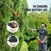 BENTISM 20V Cordless Hedge Trimmer, 18 inch Double-edged Steel Blade, Pole Hedge Trimmer Kit 20V Battery, Fast Charger Included, 74-94 Telescoping Design for High Branches