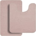 thumbnail image 2 of Bathroom Rug Set of 2, Toilet Rug, Quick Dry, Non-Slip, Machine Washable, Fit Under Doors, Absorbent Bathroom Rug（Beige 20" x 32"+20" x 24"，U）, 2 of 6
