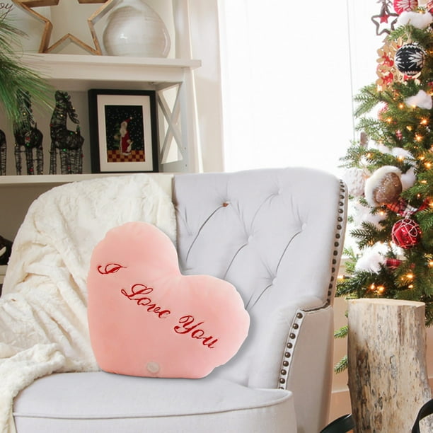 Fiudx Almohada Led de San Valentín con Forma de Corazón, Luz Que Cambia de Color, Suave y Cómoda, Decoración Que Mejora El Estado de Ánimo, Ideal para Relajarse En Casa, Regalo Acogedor, 40 X 35 Cm