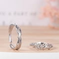 thumbnail image 3 of Pair of 925 Sterling Silver Matching Rings Couple Zircon Rings Adjustable Open Ring Simple Fashion Promise Ring Jewelry Gift for Lovers Engagement Wedding Proposal Ring, 3 of 8