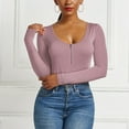 thumbnail image 3 of jsaierl Long Sleeve Bodysuit for Women Fashion Casual Solid Color Quarter Zip Scoop Neck Pullover Jumpsuit Bodysuit, 3 of 9