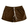 thumbnail image 5 of MIXUE Shorts For Women Summer Solid Color Cute Elastic Waist Drawstring Workout Yoga Mini Shorts Beachwear,Brown,XL, 5 of 5