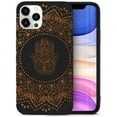 thumbnail image 1 of Case Yard Wooden Case for iPhone-12/12-Pro Soft TPU Silicone cover Slim Fit Shockproof Wood Protective Phone Cover for Girls Boys Men and Women Supports Wireless Charging Hamsa Hand Mandala Design, 1 of 7