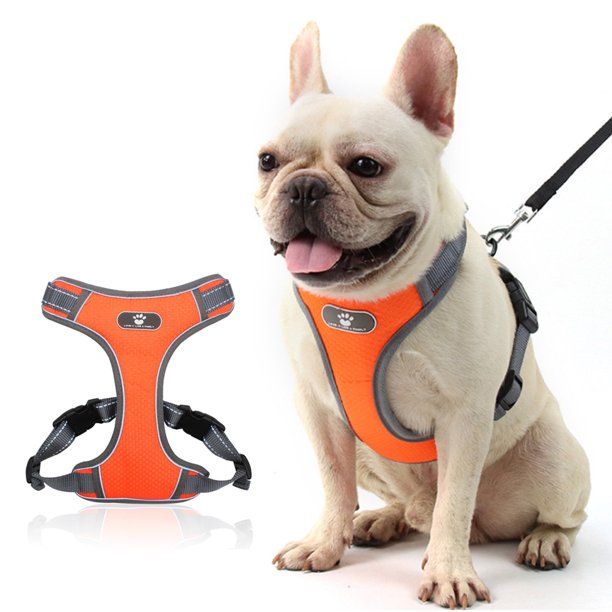 Arnés de chaleco para la cabeza, reflectante, transpirable, suave, sin tirones, sin asfixia para cachorros (naranja)