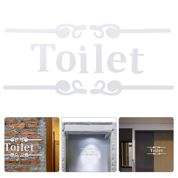 EXHUMKY 2Sets Restroom Bathroom Sign Silver 3D Acrylic for Home Decoration 11.8X0.9Inch