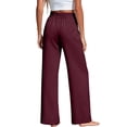 thumbnail image 3 of Dresfit Wide Leg Pants for Woman Palazzo Linen Boho Slacks 2026 Summer Cotton Loose Pant Lightweight Lounge Business Trousers with Pockets Wine L, 3 of 3