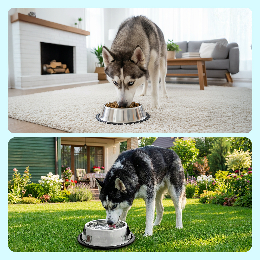PetYupp Non Skid Rubber Base Stainless Steel Dog Bowl 32 oz