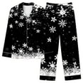 thumbnail image 2 of Christmas Pajama Set for Women Long Sleeve Button Down Sleepwear Festive Print Loungewear Soft Holiday Nightwear, 2 of 5
