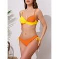 thumbnail image 2 of DARING DIVA Women's Front Cross Contrast Color Bikini Sets Large Orange Yellow, 2 of 6