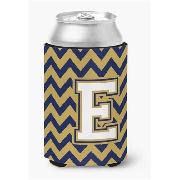 Letter E Chevron Navy Blue & Gold Can or Bottle Hugger