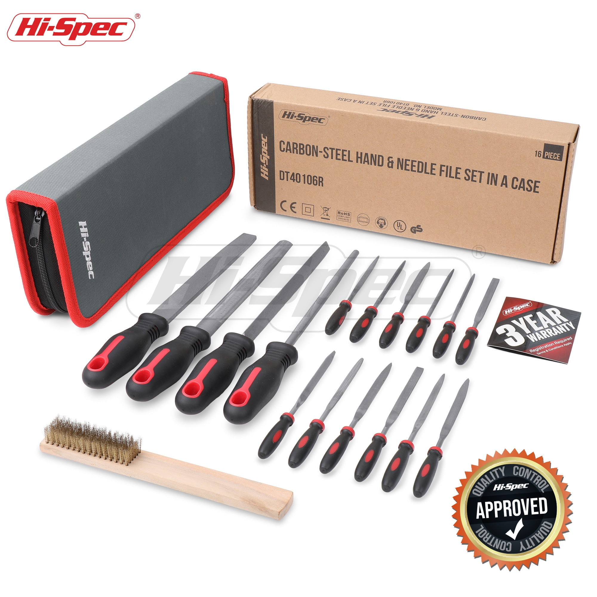 Hi-Spec 17-Piece Precision Needle File Tool Set, Half-Round, Flat, Round & Triangle for Metal, Wood Crafting