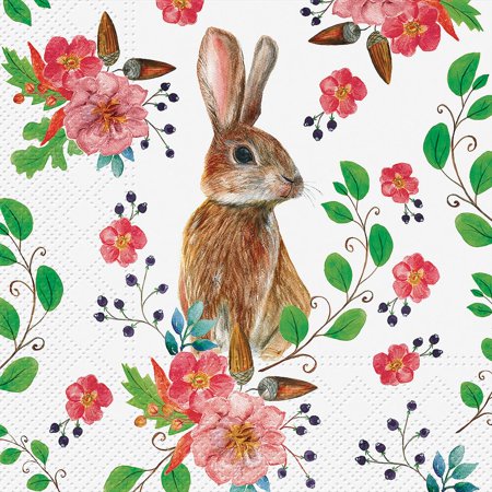 Set of 2 Luncheon Rabbit Berries Napkins 20 Pack