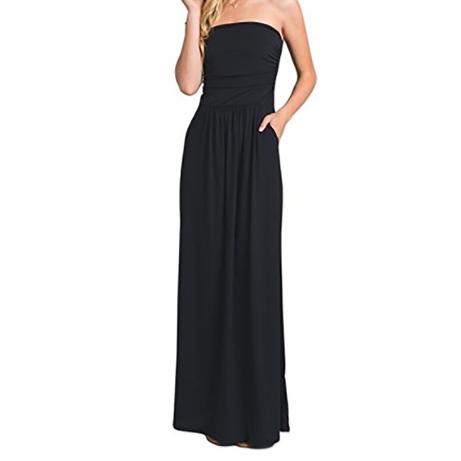 black strapless maxi dress casual