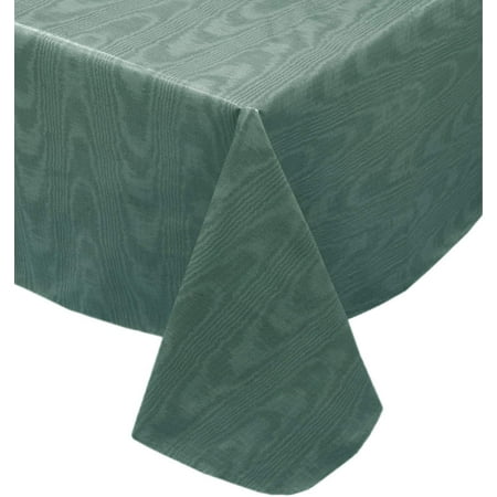 

Newbridge Hunter Moire Wavy Solid Color Print Heavy Gauge Vinyl Flannel Backed Tablecloth Hotel Quality Heavyweight Wipe Clean Easy Care Tablecloth 60 Inch x 102 Inch Oblong/Rectangle