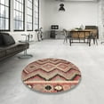thumbnail image 4 of Ahgly Company Machine Washable Indoor Round Contemporary Camel Brown Area Rugs, 7' Round, 4 of 7