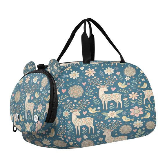 DIXRUYEE Elk Pattern Scale Duffel Bag With Ventilated Shoe Pocket & Adjustable Strap for Gym, Dance & Travel