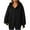 Black, variant on VEKDONE V-Neck Hoodies for Women Oversized Long Sleeve Hooded Sweatshirt with Thumb Hole Solid Loose Fit Pullover Sweatshirts with Kangaroo Pockets