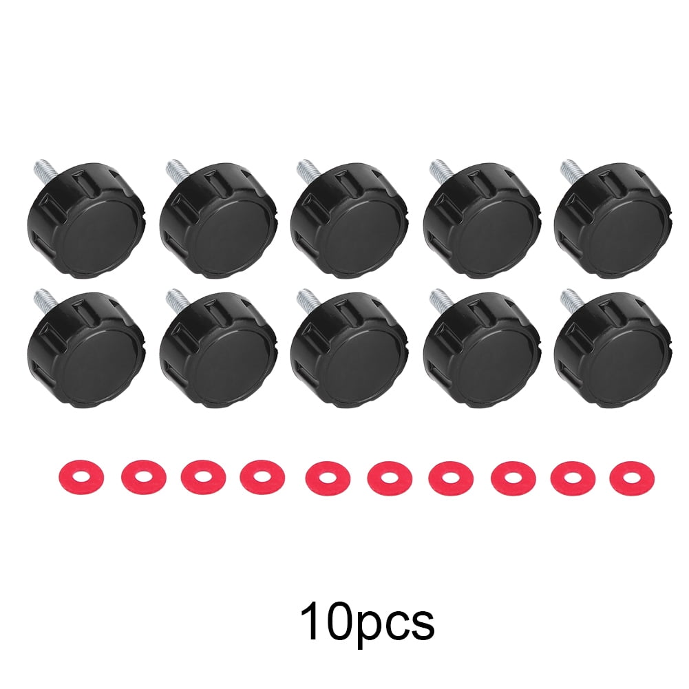 Vowen 10 Pcs Spinning Reel Handle Screw Caps Covers with Gaskets Black and Silver ABS Metal Fishing Reel Replacement Kit for Under 7000 Series Reels