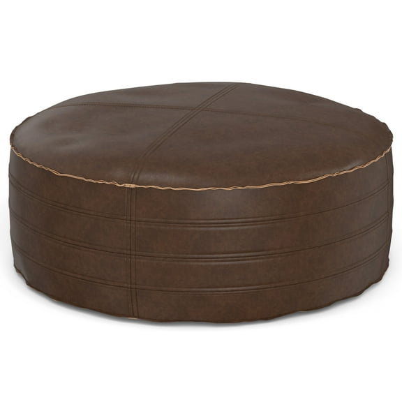 Simpli Home Brody 32 inch Round Coffee Table Pouf