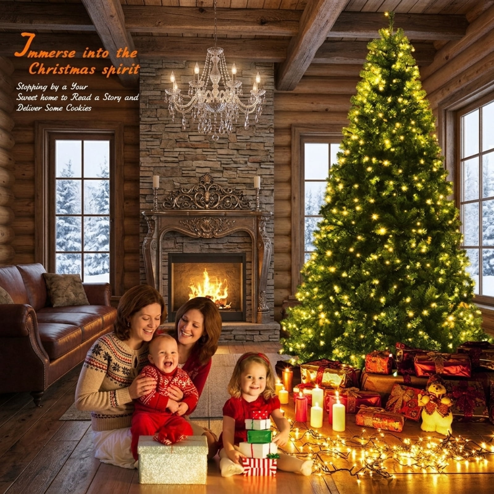 RUIE, 9 ft Green Artificial Christmas Tree, with 1000 LED Lights, Giant 9 Ft Christmas Tree, 2944 Branch Tips, Easy Assembly for Indoor Outdoor